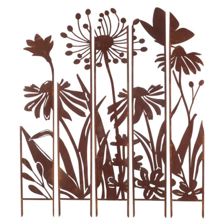 Treillis en 5 Parties Fleurs L - Métal Marron - 137,5 x 1,5 x H 170 cm