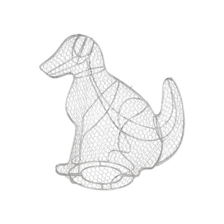 Topiaire Forme Chien - Métal d'Argent - 18,7 x 38 x H 37,8 cm