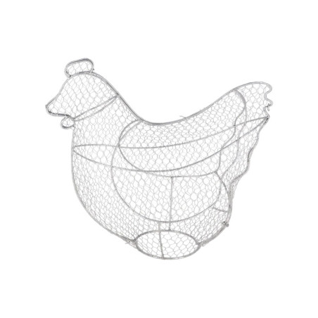 Topiaire Forme Poule - Métal d'Argent - 20,5 x 37,2 x H 32,7 cm