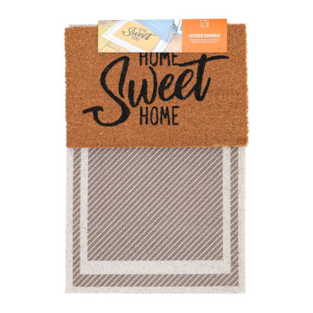 Paillasson + Dessous de Tapis Cadre - Home Sweet Home - 90,5 x 60,3 x H 2,1 cm