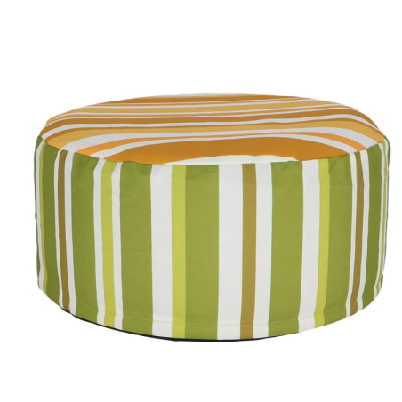 Pouf Extérieur Bayadère Vert Orange - Multi - 54 x 54 x H 27 cm