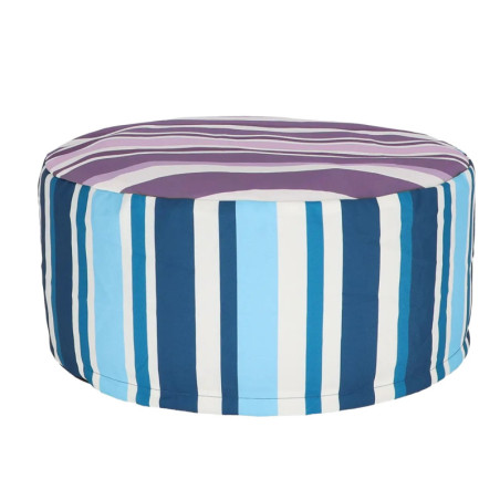 Pouf Extérieur Bayadère Bleu Mauve - Multi - 54 x 54 x H 27 cm