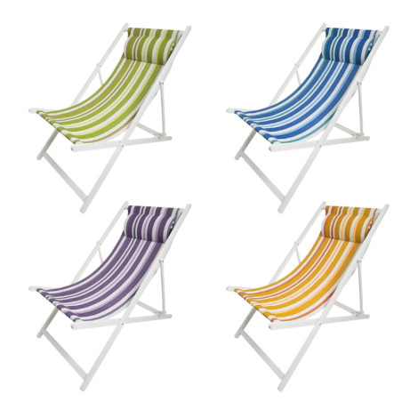 Lot de 4 Chiliennes Bayadère - Pliables Multicolores - 62,5 x 94 x H 95 cm