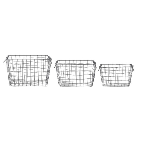 Lot de 3 Paniers Rectangulaires Métal Vieilli - Multi tailles