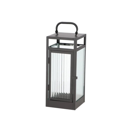 Lanterne Verre Strié S - Noir - 13,8 x 13,2 x H 35,6 cm