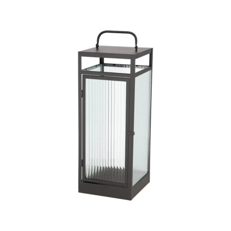 Lanterne Verre Strié M - Noir - 17,8 x 17,3 x H 46,3 cm