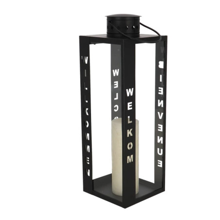Lanterne Welcome - Noir - 15,4 x 15,4 x H 45,3 cm