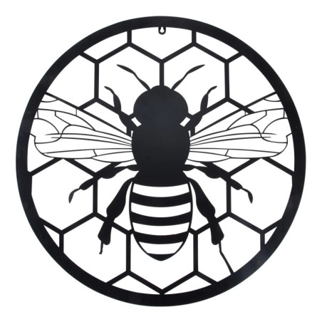 Décoration Murale Abeille - Métal Noir - 60,4 x 1,2 x H 60,4 cm