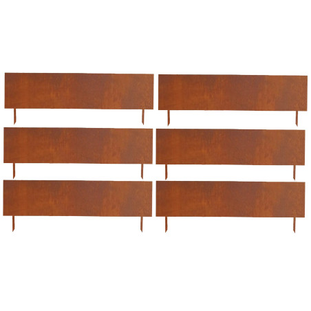 Lot de 6 Bordures de Jardin Hautes Corten soit 6m30 - Métal Marron - 630 x H 35 cm