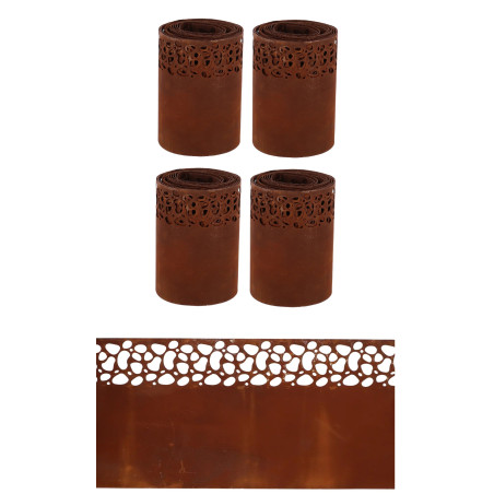 Lot de 4 Bordures de 4,8m soit 19,2 mètres linéaires de Bordures Mouchées Rouillées - Métal Marron - 1920 x H 20 cm