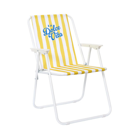 Chaise Ultra Pliante d'Extérieur à Rayures Bayadère - Jaune - 44 x 52 x 75 cm