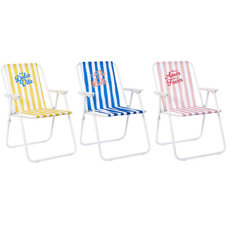 Lot de 3 Chaises Pliantes Extérieur Multicolore Rayures 44 x 52 x 75 cm Gain de Place