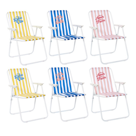 Lot de 6 Chaises Pliantes Extérieur Multicolore Rayures 44 x 52 x 75 cm Gain de Place