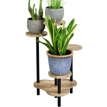 Support multiple pour 4 plantes - Hauteur 75 cm - Bois