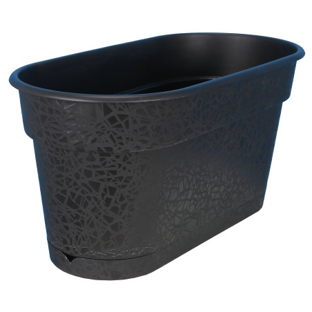 Jardinière Pot de fleurs plateau clipsé 49x19cm 10L - Noir - Fabrication Française