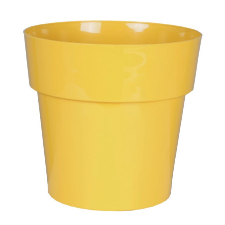 Pot de fleurs Céram Rond D22cm - H20,7cm - 5,4L - Jaune - Fabrication Française