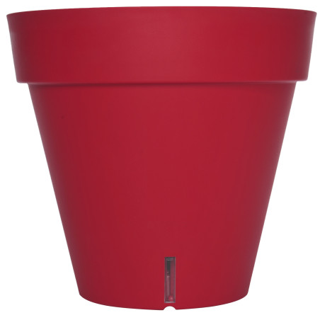 Pot de fleurs à réserve d'eau Hydrosystem Loft Rond D24,5cm - H22,5cm - 6L - Rouge - Fabrication Française