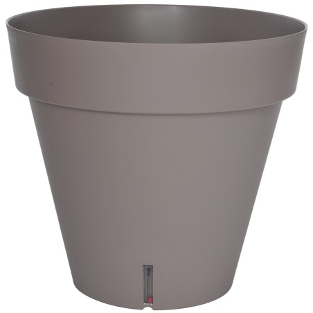Pot de fleurs à réserve d'eau Hydrosystem Loft Rond D20cm - H18cm - 3L - Taupe - Fabrication Française