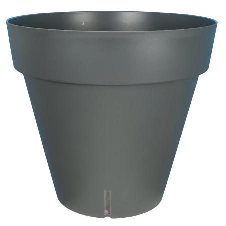 Pot de fleurs à réserve d'eau Hydrosystem Loft Rond D20cm - H18cm - 3L - Gris - Fabrication Française