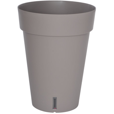 Pot de fleurs à réserve d'eau Hydrosystem Loft Haut Rond D39cm - H52cm - 37L - Taupe - Fabrication Française
