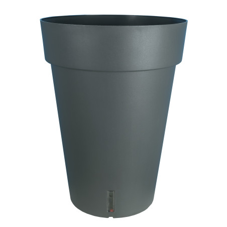Pot de fleurs à réserve d'eau Hydrosystem Loft Haut Rond D39cm - H52cm - 37L - Gris - Fabrication Française