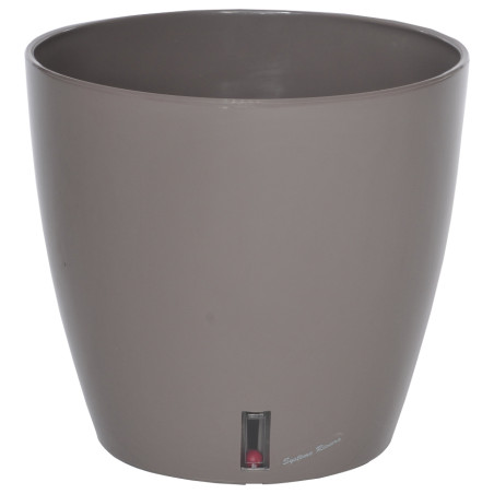 Pot de fleurs à réserve d'eau Hydrosystem Eva New Rond D35cm - H33cm - 24,5L - Taupe - Fabrication Française