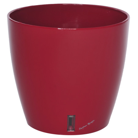 Pot de fleurs à réserve d'eau Hydrosystem Eva New Rond D25,5cm - H23cm - 8,7L - Rouge - Fabrication Française
