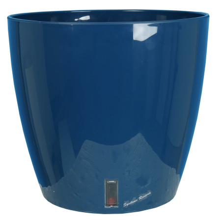 Pot de fleurs à réserve d'eau Hydrosystem Eva New Rond D25,5cm - H23cm - 8,7L - Bleu - Fabrication Française