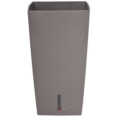 Pot de fleurs à réserve d'eau Hydrosystem Eva New Carré Haut 37x37cm - H68,5cm - 69L - Taupe - Fabrication Française