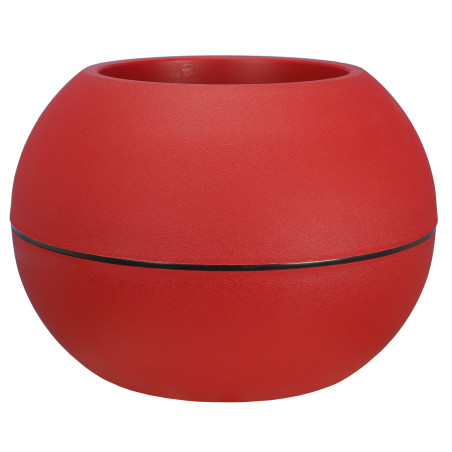 Bac Pot de fleurs Double Parois effet Granit - Boule D 50cm 18L - Rouge - Fabrication Française