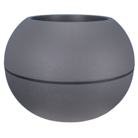 Bac Pot de fleurs Double Parois effet Granit - Boule D 50cm 18L - Gris - Fabrication Française