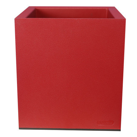 Bac Pot de fleurs Double Parois effet Granit - Carré 30cm 14L - Rouge - Fabrication Française