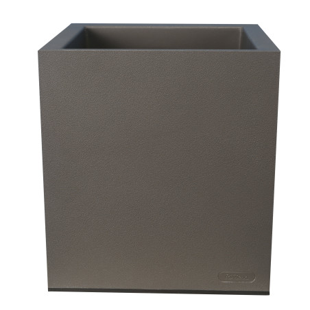 Bac Pot de fleurs Double Parois effet Granit - Carré 40cm 38L - Gris - Fabrication Française