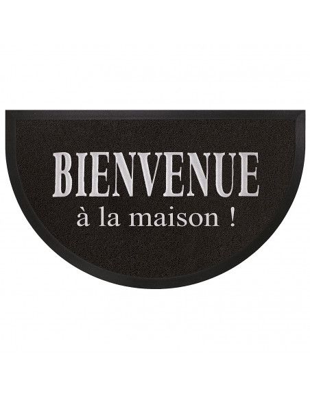 Tapis d'entrée demi-lune - 45 x 75 cm - Maison - Noir/Gris