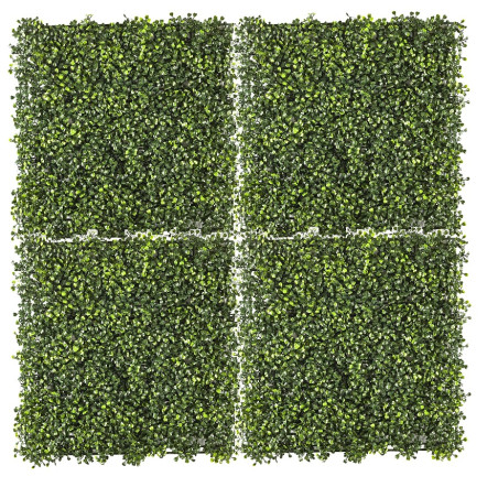 Lot de 4 plaques Mur Végétal 1m² Feuillage de Buis 4 x 50 x 50 cm - Rendu Dense et Réaliste - Intérieur Extérieur