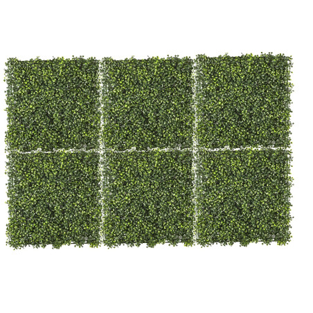 Lot de 6 plaques Mur Végétal 1,5m² Feuillage de Buis 6 x 50 x 50 cm - Rendu Dense et Réaliste - Intérieur Extérieur