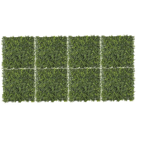 Lot de 8 plaques Mur Végétal 2m² Feuillage de Buis 8 x 50 x 50 cm - Rendu Dense et Réaliste - Intérieur Extérieur