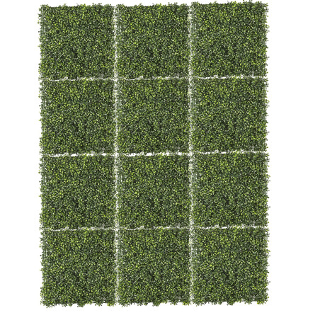 Lot de 12 plaques Mur Végétal 3m² Feuillage de Buis 12 x 50 x 50 cm - Rendu Dense et Réaliste - Intérieur Extérieur