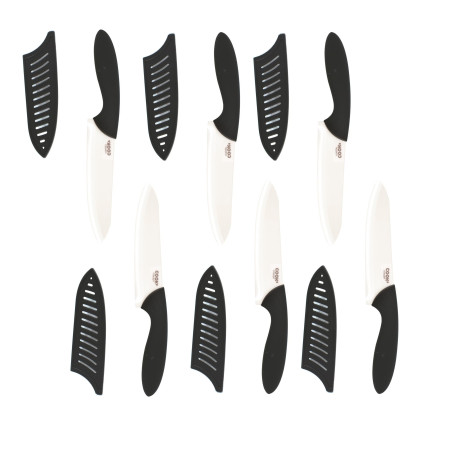 Lot de 6 couteaux en céramique Lame 12,5 cm - L 23 cm - Noir
