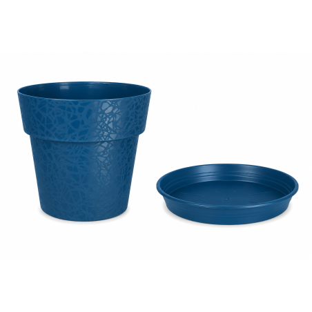 Pot de fleurs design + Soucoupe assortie - Rond D 58cm 90L - Bleu - Fabrication Française