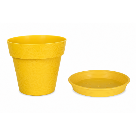 Pot de fleurs design + Soucoupe assortie - Rond D 58cm 90L - Jaune - Fabrication Française
