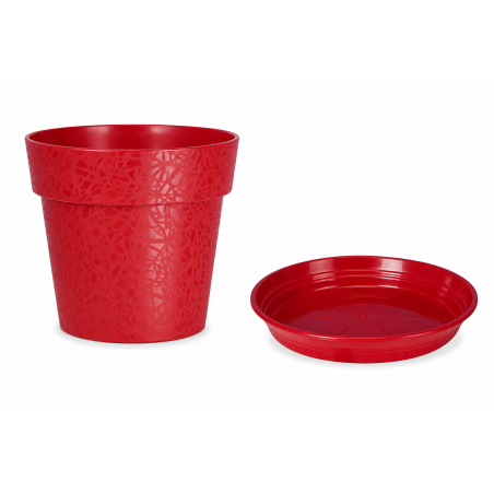 Pot de fleurs design + Soucoupe assortie - Rond D 58cm 90L - Rouge - Fabrication Française