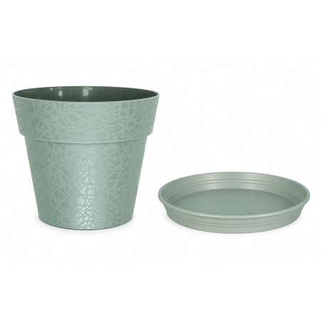 Pot de fleurs design + Soucoupe assortie - Rond D 58cm 90L - Vert argile - Fabrication Française