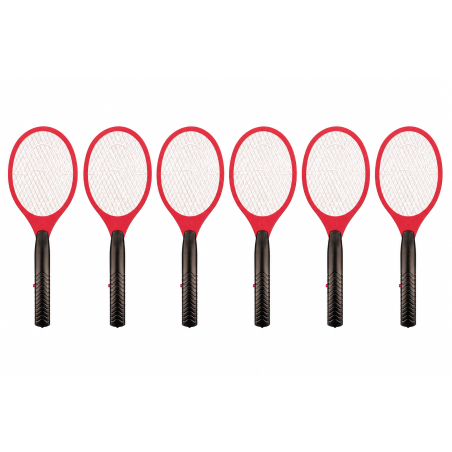 Lot de 6 Raquettes Électriques Anti-Moustiques 46 cm à Piles - Destruction Instantanée des Insectes Volants