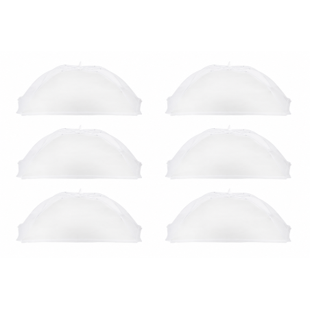 Lot de 6 Cloches Moustiquaires Rétractables 120 x 65 cm - Protection Alimentaire Pliable Blanche