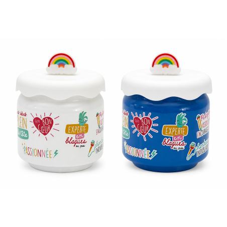 Lot de 2 Bougies Parfumées Merci Maîtresse Arc-en-Ciel - Fleur de Coton - Pot en Verre avec Couvercle