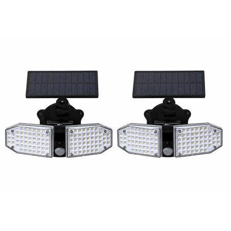 Lot de 2 Luminaires Solaire Orientable 100 LED COB avec Détecteur de Mouvement
