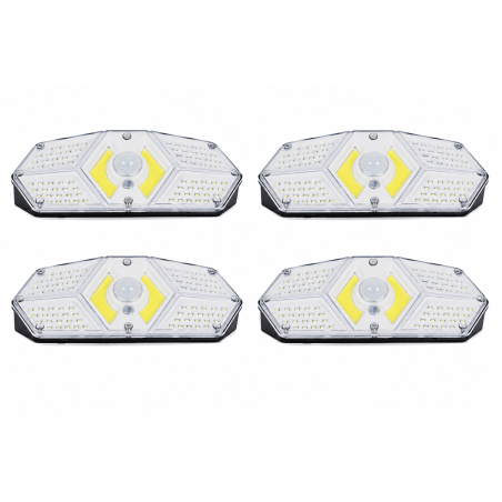 Lot de 4 Lampes LED Murales Solaires Extérieures avec Détecteur de Mouvement Éclairage Automatique