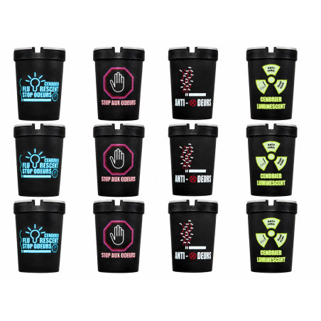 Lot de 12 Cendriers Anti-Fumée Luminescents avec Couvercle Design Original
