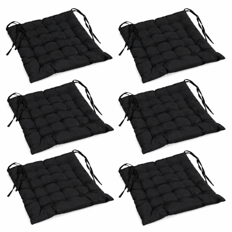 Lot de 6 galettes matelassées 40 x 40 cm Noires - Assises à nouettes